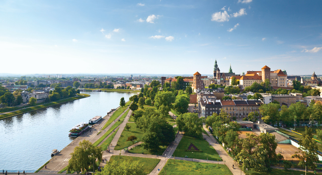 Vue panoramique de la cathédrale de Wawel, Cracovie.