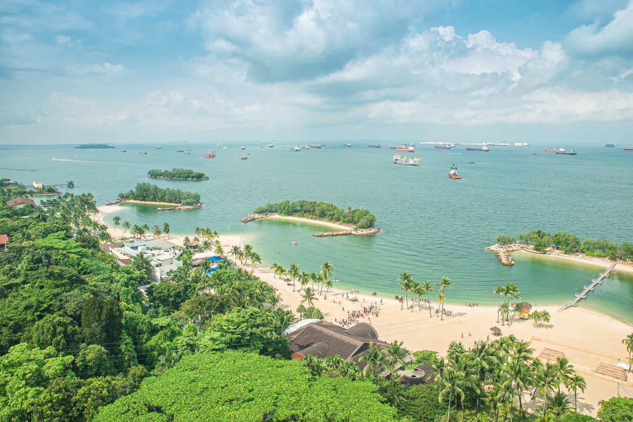 Plage de l'île de Sentosa.