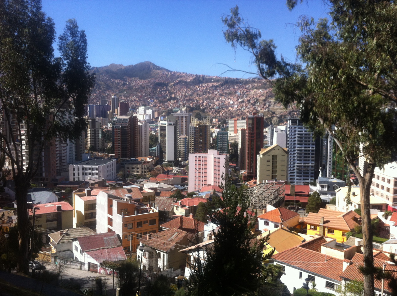 Le centre ville de La Paz, vue du parc de Monticulo.