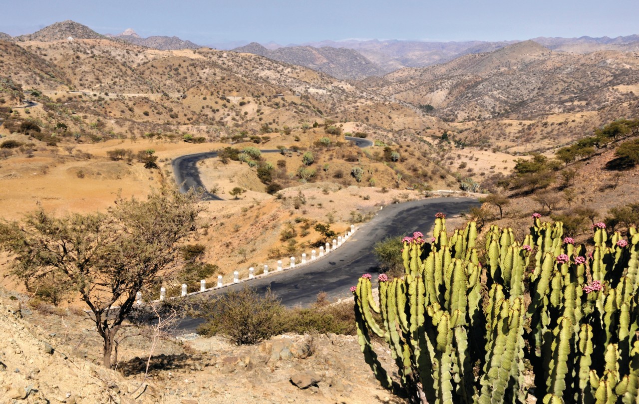 Paysage sur une route d'Asmara à Keren.