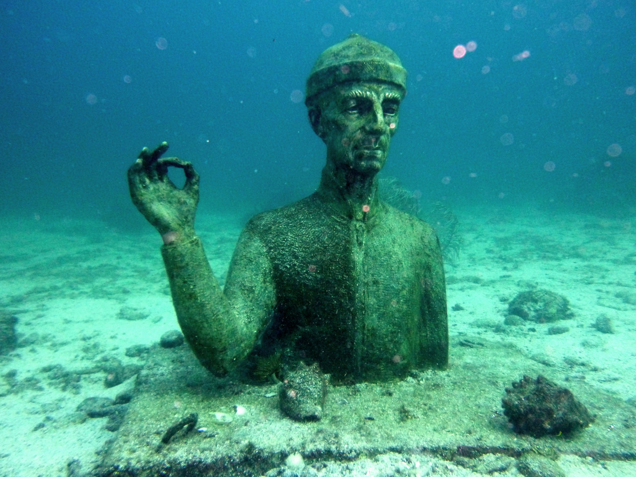 Statue du commandant Cousteau, Réserve Cousteau.