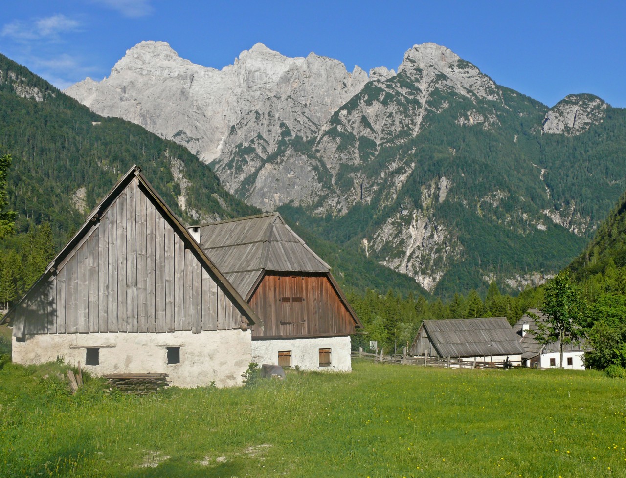 Vieux cottages alpins dans la vallée de Trenta.