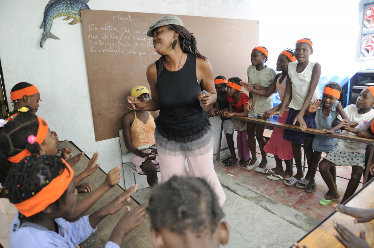 Dans une classe de Port-au-Prince.