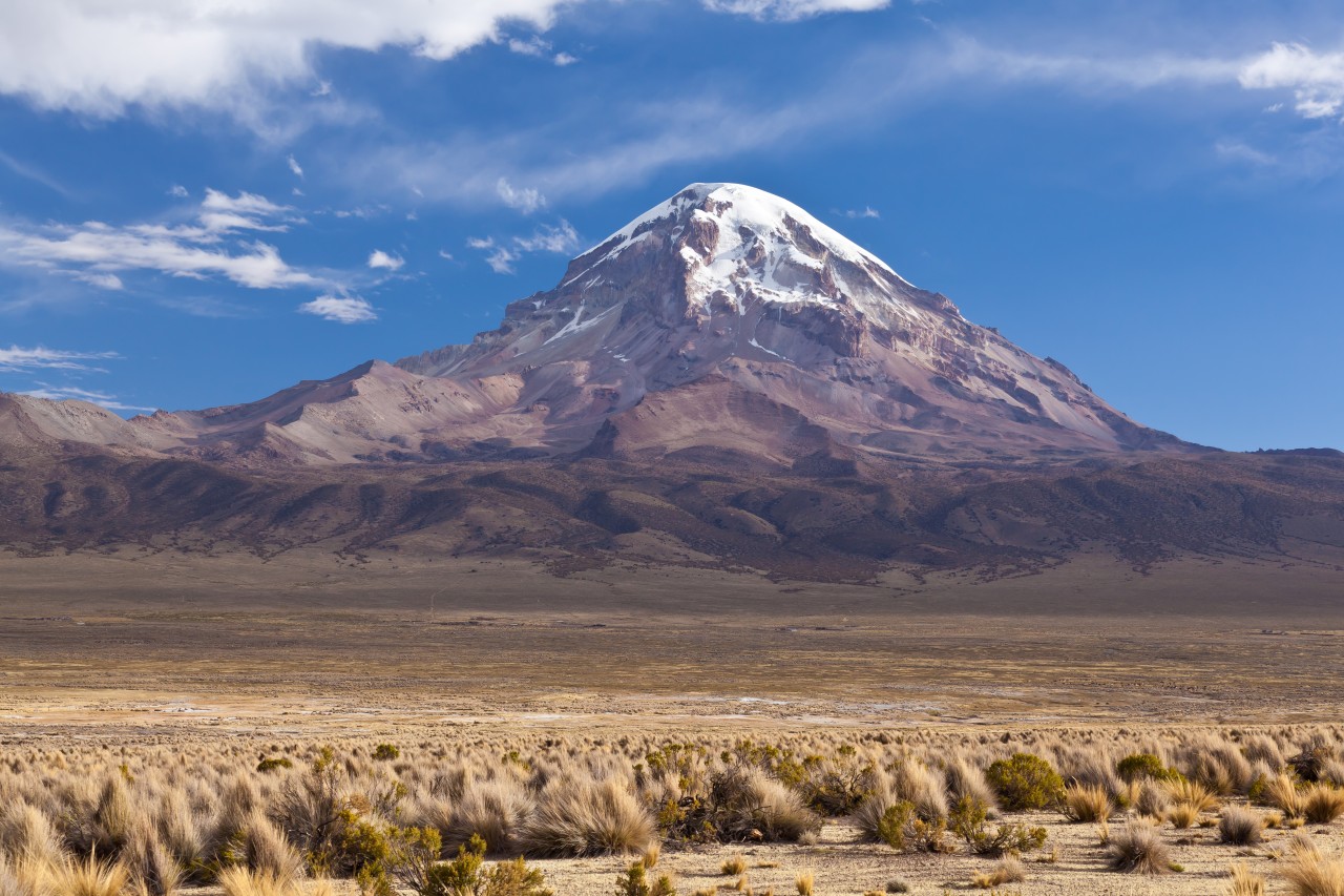 Les volcans Parinacota et Pomerape.